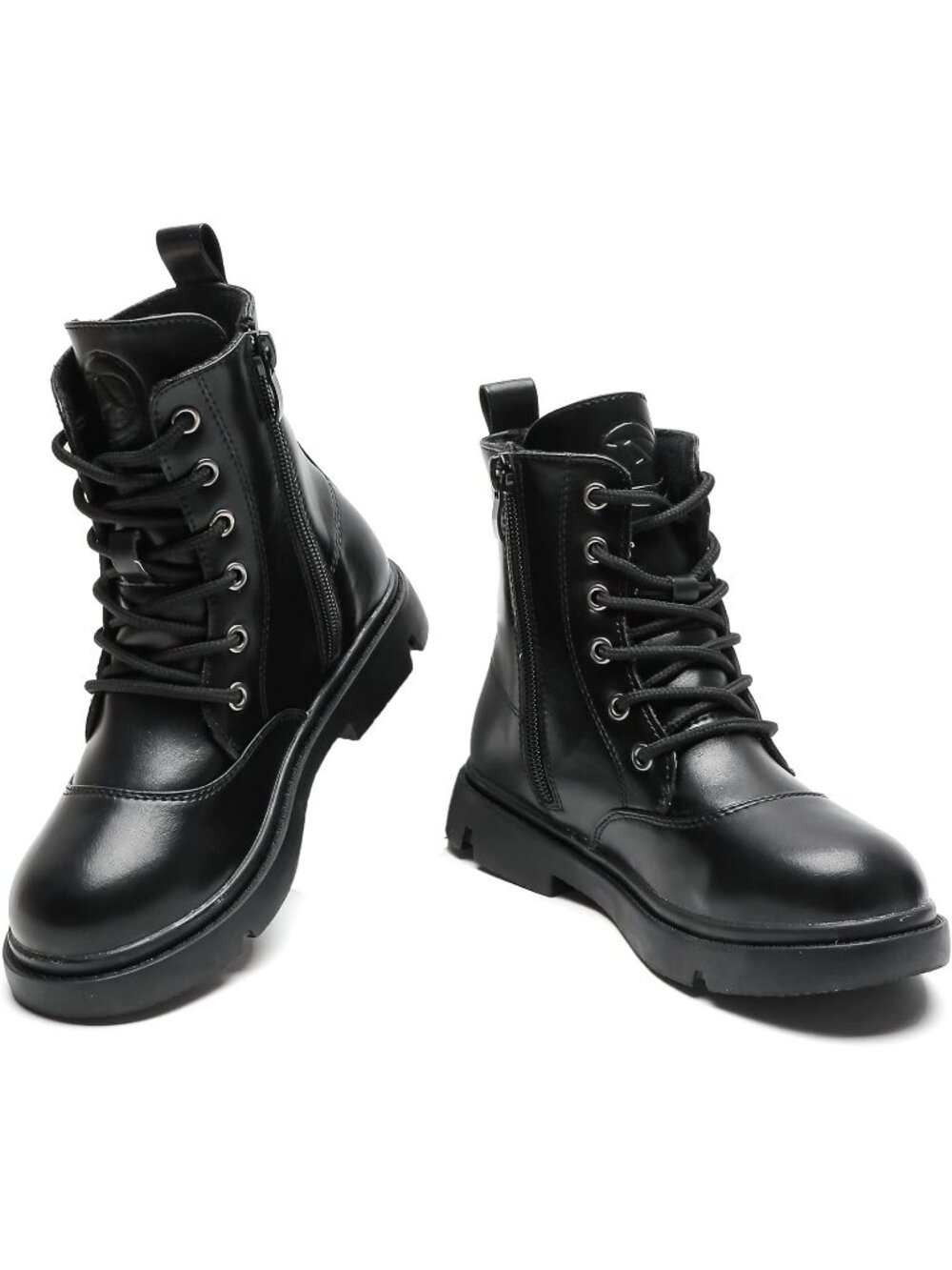 Dadawen Toddler Size 10 Combat Boots Lace Up Fur Lined Mid Calf Side Zipper